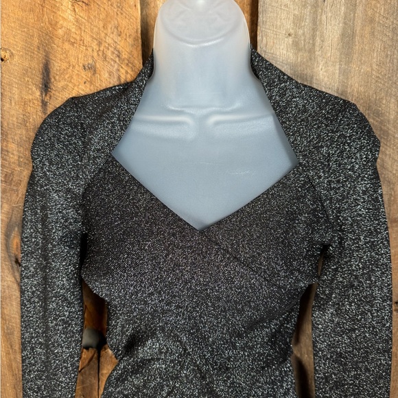 Ted Baker London Eloisy Black Sparkle Knit Fitted Top - Size 1 - Picture 7 of 14